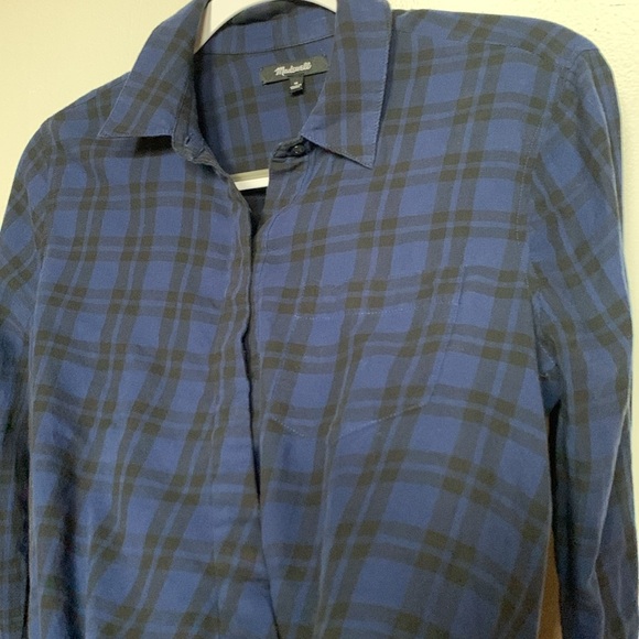 Madewell Blue & Black Plaid Top - Picture 2 of 4